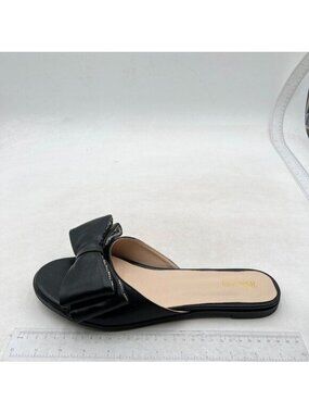 Wansseny Women's Bow Flat Sandals Dressy Round Open Toe Sandals Black